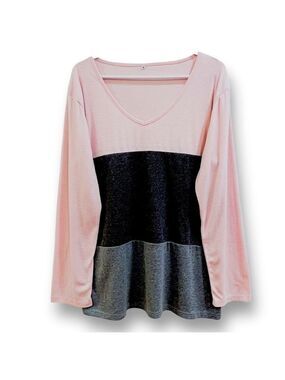 ⭐️2 for 20$⭐️ Soft knit pink long sleeve colour block tshirt size XL